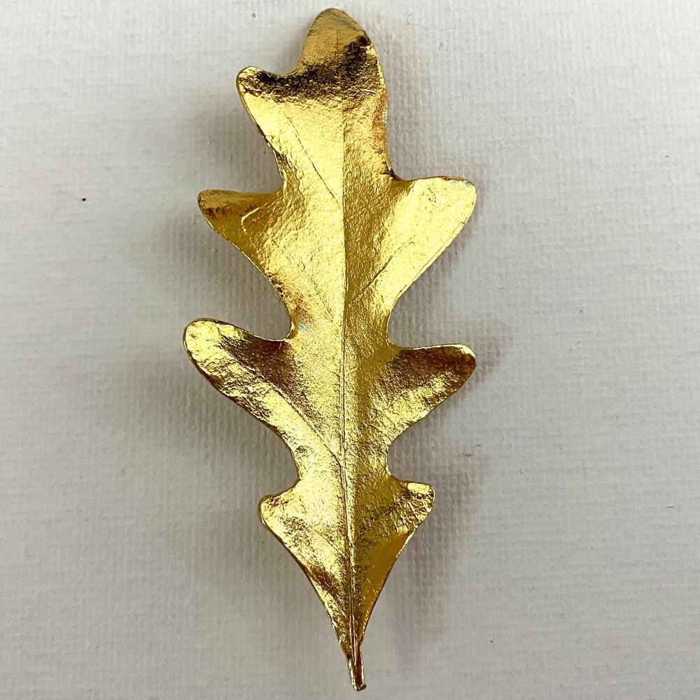 Vintage Crown Trifari Gold Tone Oak Leaf Brooch Pin MCM Mother's Day Gift